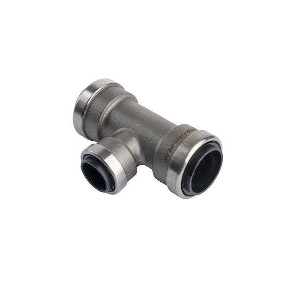 Quickfitting 3/4inPush-to-Connect x 3/4inPush-to-Connect x 1/2in Push-to-Connect Stainless Steel Reducing Tee SS844R - main